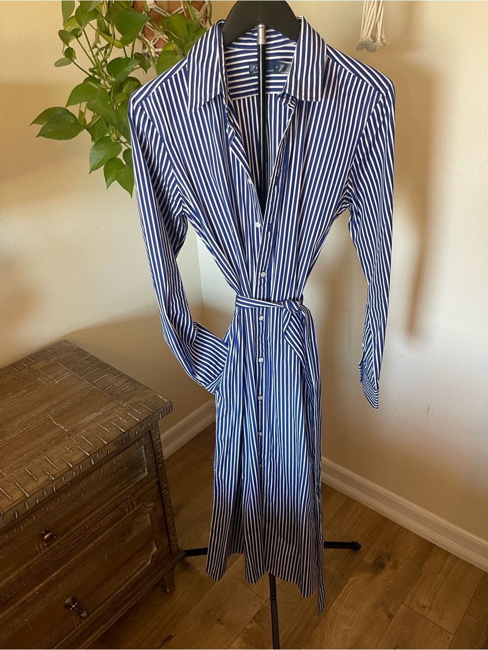 Polo by Ralph Lauren Navy and White Striped Shirt dress.